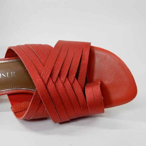 DONALD PLINER Alannis Slide Toe Ring Sandals Size 6 Tomato Red Leather NEW - Picture 7 of 14